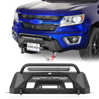 Hooke Road Stubby Front Bumper w/ Winch Plate & LED Spotlight (15-20 Chevy Colorado, Excluding ZR2 Models)  - HE.9112-S