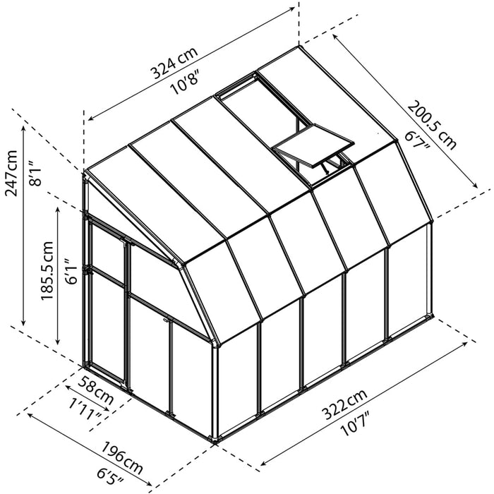 Rion Sun Room 6' x 10' Greenhouse - HG7510