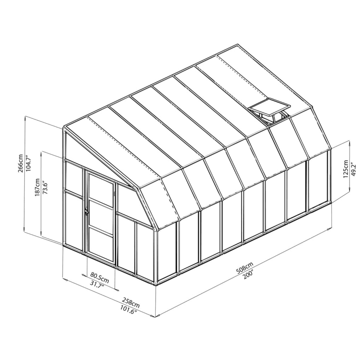 Rion Sun Room 8' x 16' Greenhouse - HG7616