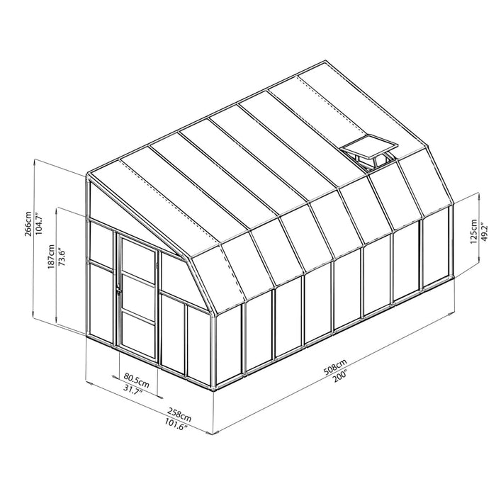 Rion Sun Room 8' x 16' Greenhouse - HG7616