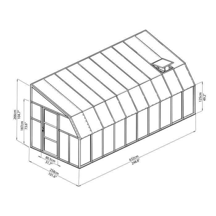 Rion Sunroom 8 ft. x 20 ft. Solarium Kit - White Structure & Hybrid Panels