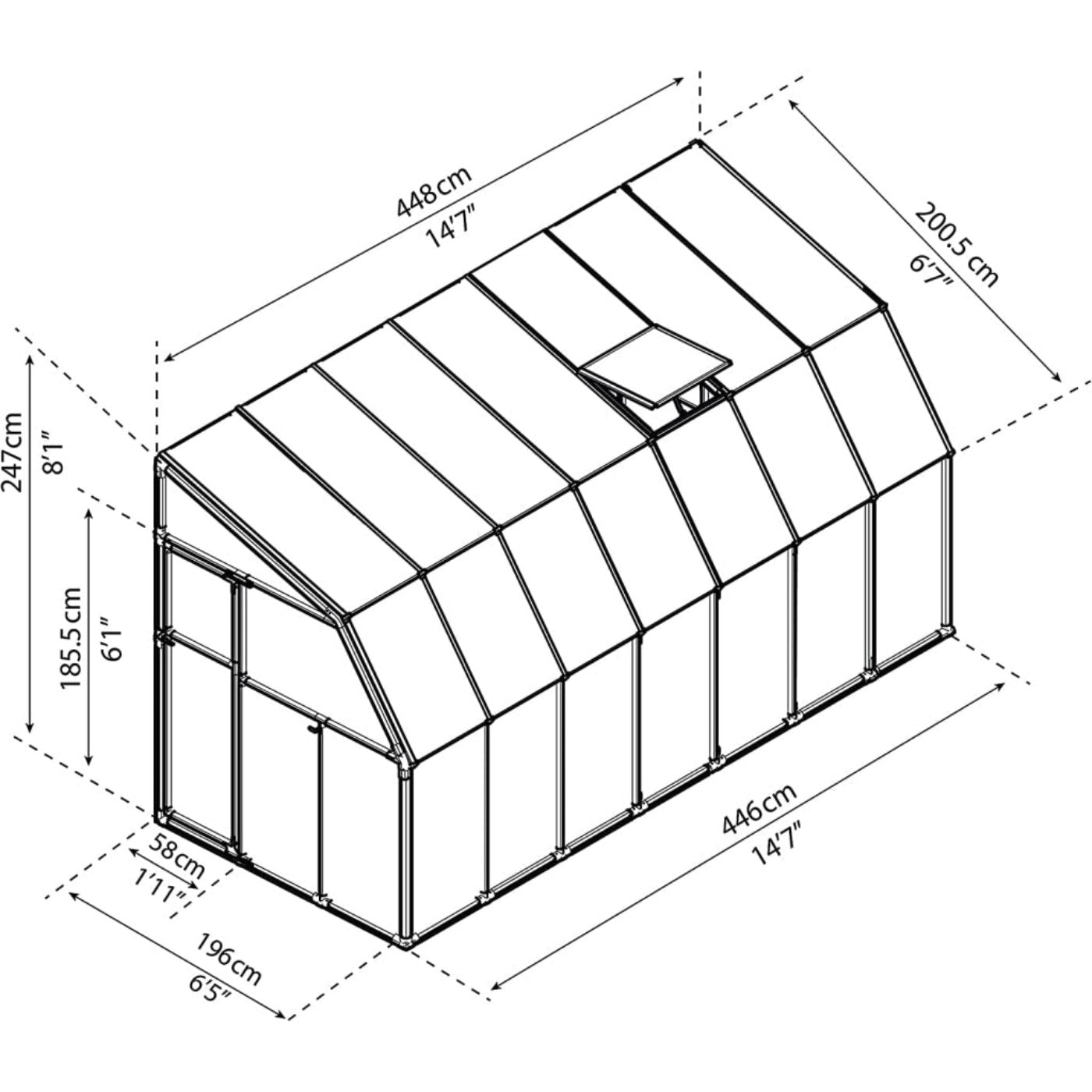 Rion Sun Room 8' x 8' Greenhouse - HG7608