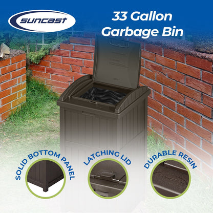 Suncast Trash Hideaway Outdoor 33 Gallon Garbage Waste Can Bin, Java (10 Pack) - 173821