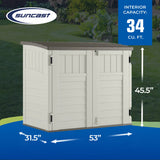 Suncast 53 x 31.5 x 45.5" Resin Storage Shed w/ Reinforced Floor, Ivory (2 Pack) - 111743