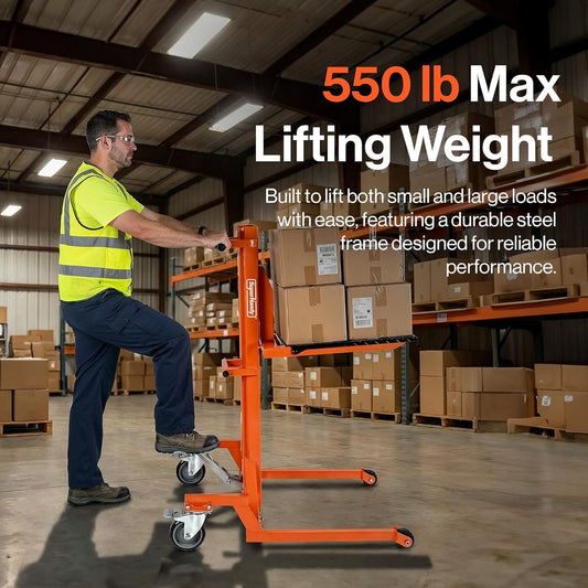 SuperHandy Hydraulic Material Lift Stacker, Portable Forklift – 550 lbs Capacity - GUO146-FBA