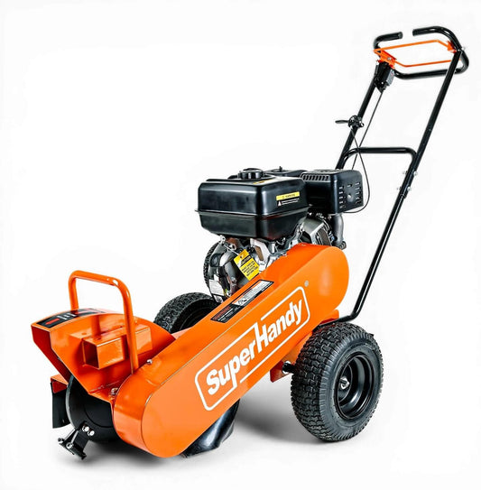 Superhandy 15HP Gas Powered Stump Grinder, 420cc 4-Stroke Engine, 8 Tungsten Carbide Teeth, Towable Design with 13" Pneumatic Tires for Heavy-Duty Wood Stump Removal - GUO151-FBA