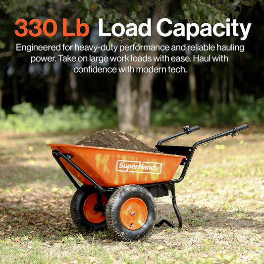 SuperHandy Electric Dualie Wheelbarrow - 48V 4Ah Battery, 330Lb Max Weight - GUO057-FBA