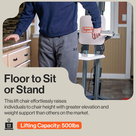 SuperHandy GoRise FS - Electric Floor to Standing Lift Assistant - 500Lbs Weight Limit - GUT168-FBA