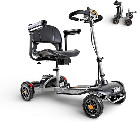 SuperHandy Passport Flex 4 Wheel Power Mobility Scooter – Quick-Disassembly Aluminum Frame, Foldable & Compact, 48V Li-Ion Battery - GUT204-FBA