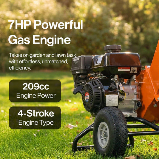 SuperHandy Wood Chipper Compact - 7HP 212CC, 3" Max Branch Capacity - GUO074-FBA
