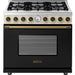 Superiore Deco 48-Inch Dual Fuel Double Oven Freestanding Range in Black and Cream Matte with Bronze Trim - RD482SCNCB_