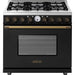 Superiore Deco 36-Inch Gas Freestanding Range in Black Matte with Bronze Trim - RD361GCN_B_