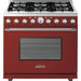 Superiore Deco 48-Inch Dual Fuel Double Oven Freestanding Range in Red Matte with Chrome Trim - RD361SCR_C_