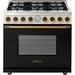 Superiore Deco 36-Inch Gas Freestanding Range in Black and Cream Matte with Bronze Trim - RD361GCNCB_