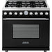 Superiore Deco 36-Inch Gas Freestanding Range in Black Matte with Chrome Trim - RD361GCN_C_