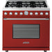 Superiore Deco 36-Inch Gas Freestanding Range in Red Matte with Chrome Trim - RD361GCR_C_