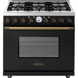 Superiore Deco 36-Inch Gas Freestanding Range in Black and Cream Matte with Bronze Trim - RD361GCNCB_