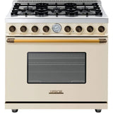 Superiore Deco 36-Inch Dual Fuel Freestanding Range in Cream Matte with Bronze Trim - RD361SCC_B_