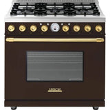 Superiore Deco 36-Inch Gas Freestanding Range in Black Matte with Bronze Trim - RD361GCN_B_