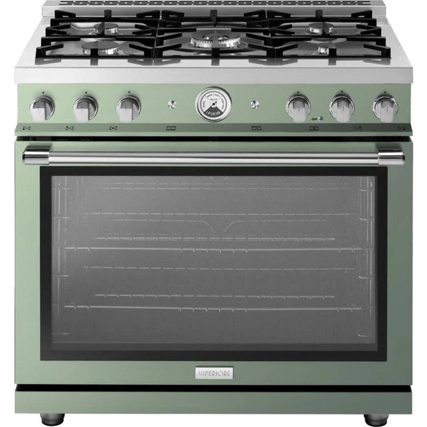 Superiore Deco 36-Inch Gas Freestanding Range in Black Matte with Bronze Trim - RD361GCN_B_