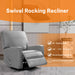 Large Swivel Rocking Recliner, Nursery Swivel Glider Fabric Manual Recliner Chair, Max 360° Swivel 30° Rocking, 35.4" Width