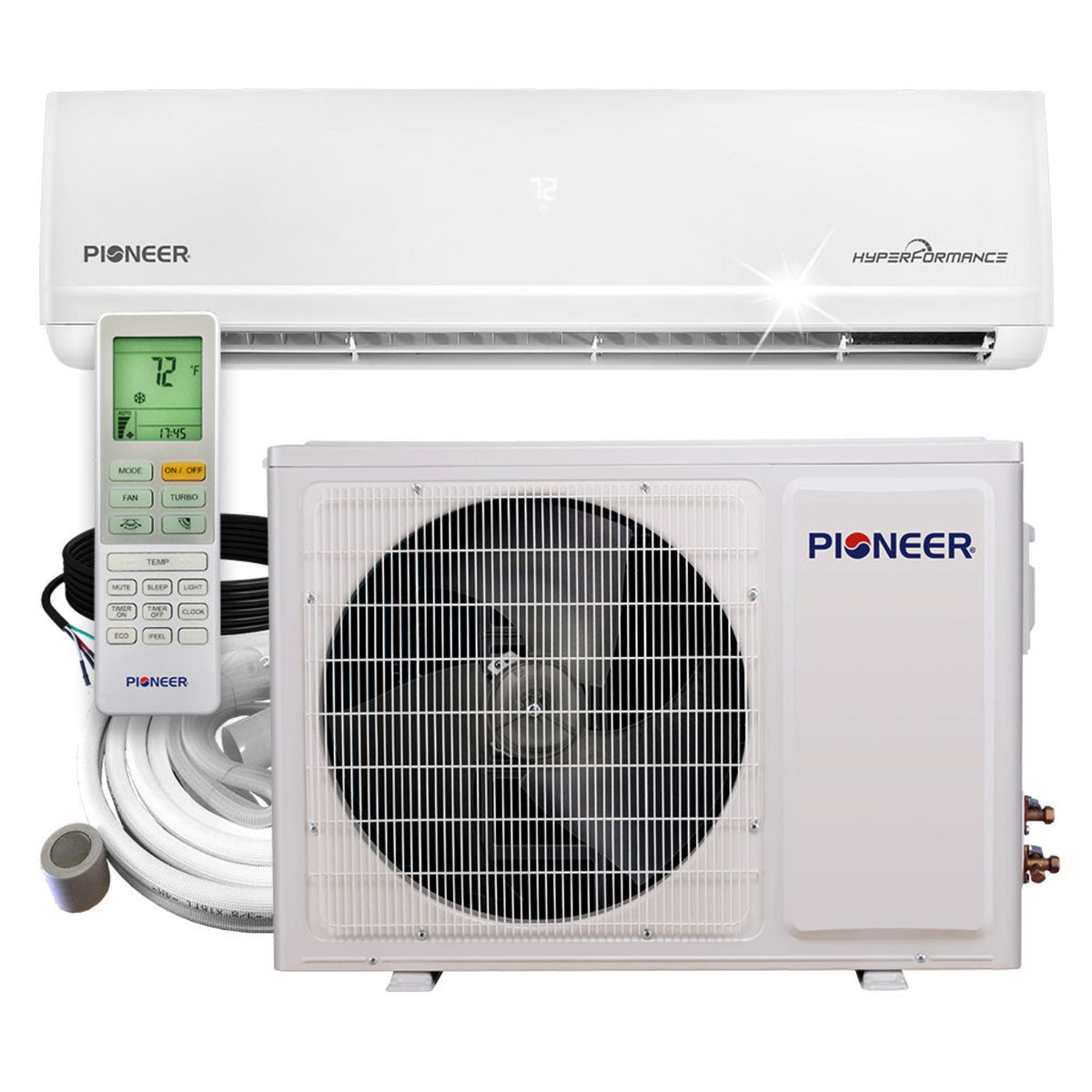 Pioneer Hyperformance 12K BTU Ductless Mini Split Hyper Heat Pump Complete System, Energy Star - WYF012GHFI25RH