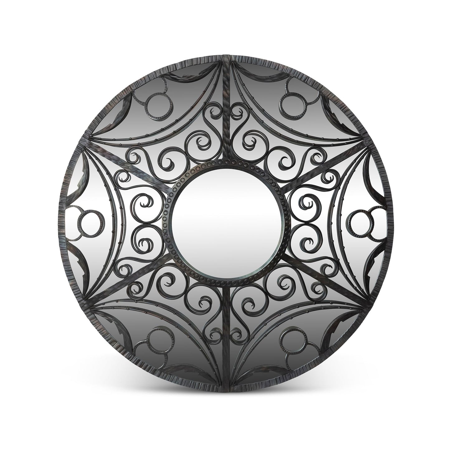 Park Hill Collection Scroll Framed Mirror in Natural Iron - Elegant Home Decor Piece for Stylish Reflections and Charm -EWI26051