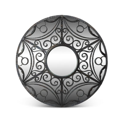 Park Hill Collection Scroll Framed Mirror in Natural Iron - Elegant Home Decor Piece for Stylish Reflections and Charm -EWI26051
