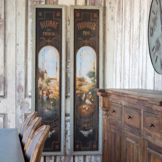 Park Hill Collection French Butter & Cheese Signs on Wood - Charming Vintage Decor Set of 2 for Rustic Kitchens - EWA80314