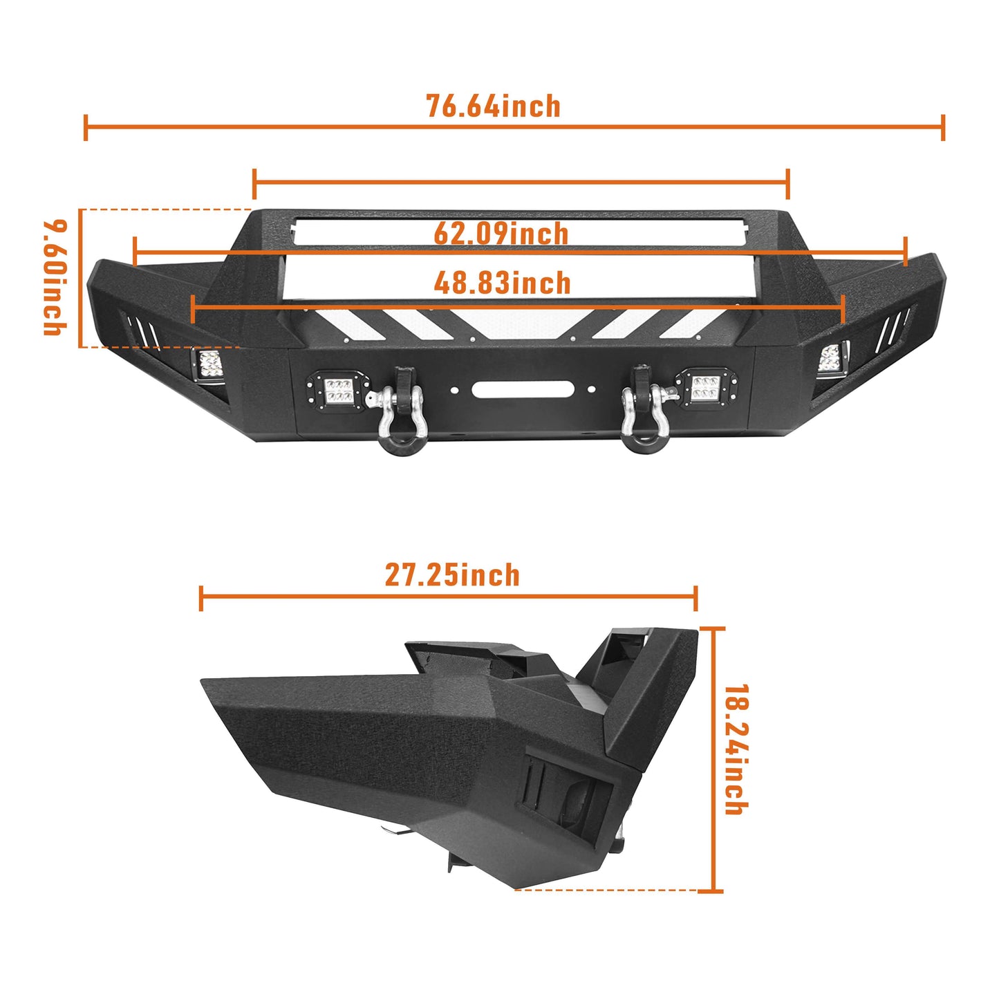 Hooke Road Front & Rear Bumpers Combo(16-23 Toyota Tacoma 3rd Gen)  - HE.4201A+HE.4201B+HE.4200-1