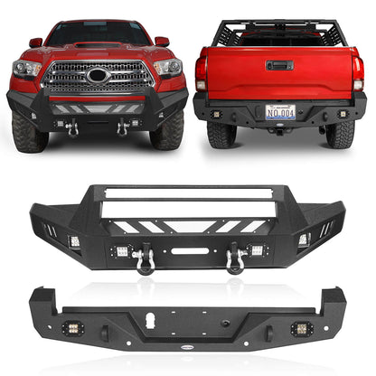 Hooke Road Front & Rear Bumpers Combo(16-23 Toyota Tacoma 3rd Gen)  - HE.4201A+HE.4201B+HE.4200-1