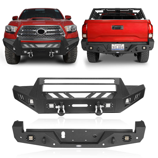 Hooke Road Front & Rear Bumpers Combo(16-23 Toyota Tacoma 3rd Gen)  - HE.4201A+HE.4201B+HE.4200-1