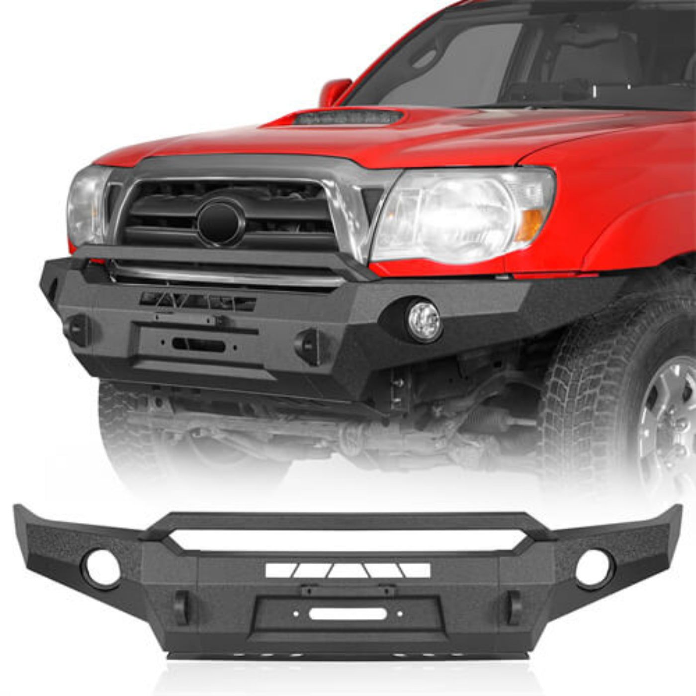 2005-2011 Toyota Tacoma Front Bumper w/Skid Plate - Hooke Road - HE.4031-S