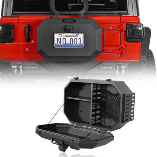 Tailgate Spare Tire Carrier Storage Lock Box For 2018-2025 Jeep Wrangler JL - Hooke Road - HE.3052-S