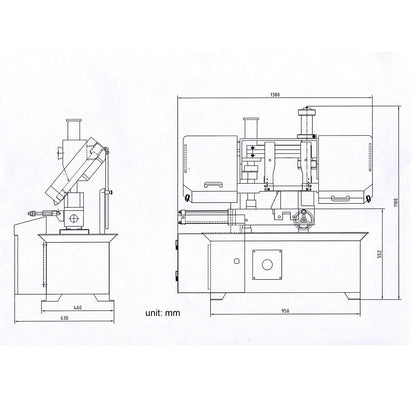 KaKa Industrial TGK-08 Double column horizontal band saw,7.87”x7.87” cutting capacity ,vertical lifting ,Metal Bandsaw with working light, high & low blade speed, Runs on 230v-60HZ-3PH - 271201V230