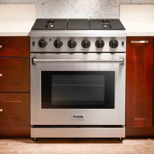 Thor Kitchen 3-Piece Appliance Package - 30-Inch Propane Gas Range, Dishwasher & Refrigerator in Stainless Steel - APR3-LRG30-LP