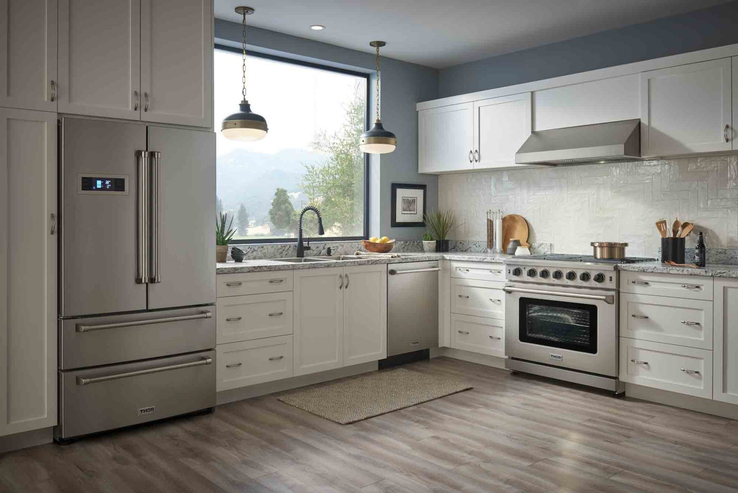 Thor Kitchen 3-Piece Appliance Package - 36-Inch Propane Gas Range, Dishwasher & Refrigerator in Stainless Steel - APR3-LRG36-LP