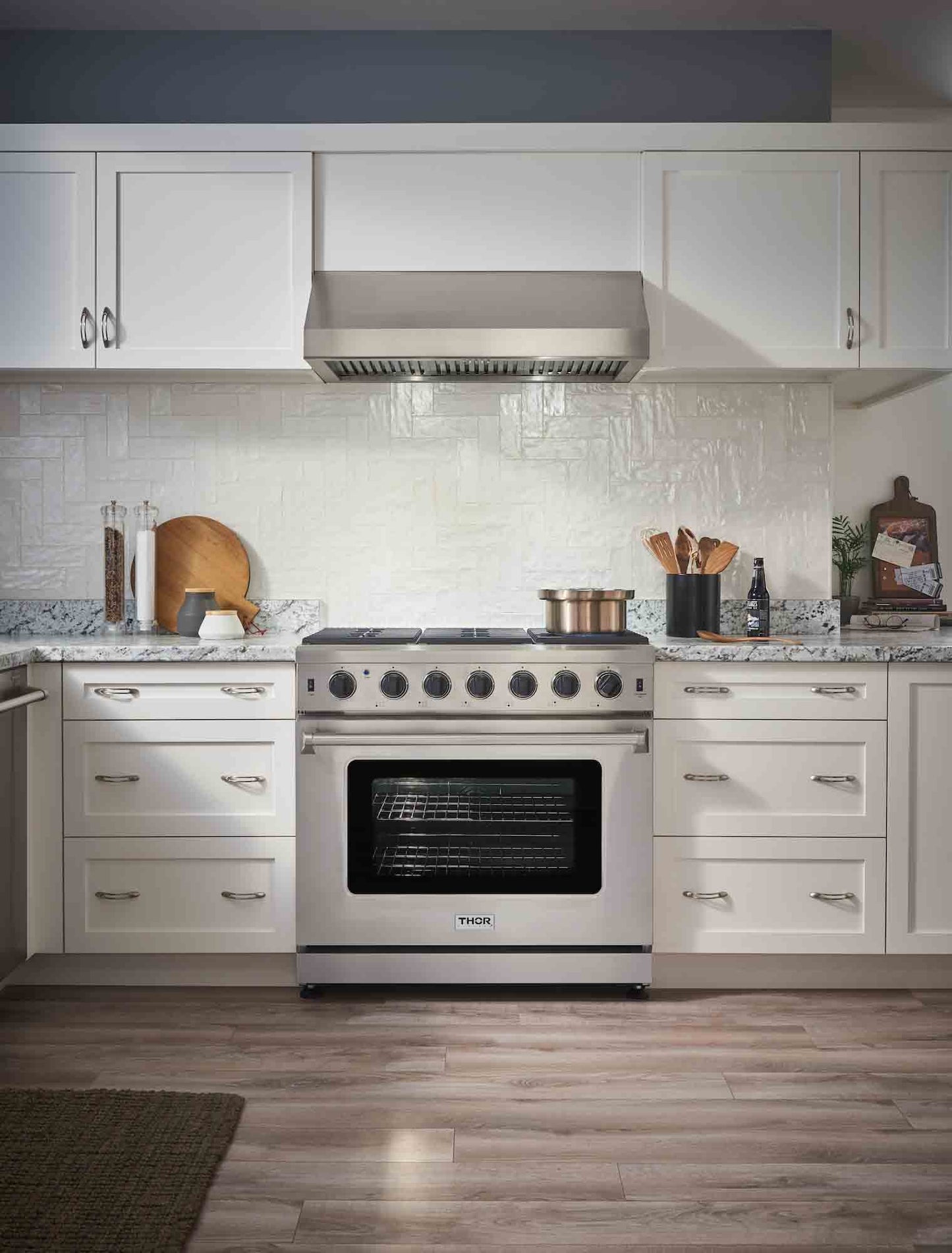 Thor Kitchen 3-Piece Appliance Package - 36-Inch Propane Gas Range, Dishwasher & Refrigerator in Stainless Steel - APR3-LRG36-LP