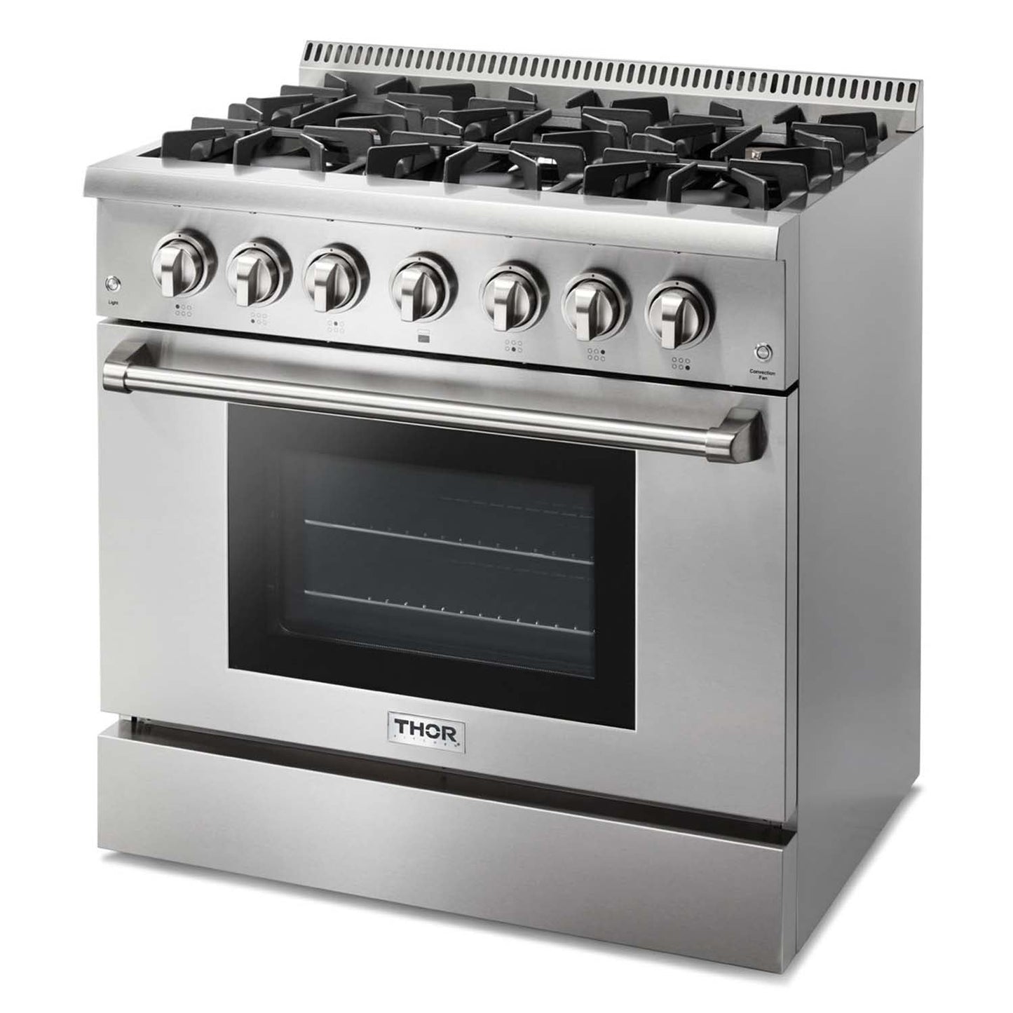 Thor Kitchen 36-Inch 5.2 Cu. Ft. Oven Dual Fuel Range with Propane Gas Cooktop in Stainless Steel  - HRD3606ULP