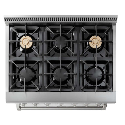Thor Kitchen 36-Inch 5.2 Cu. Ft. Oven Dual Fuel Range with Propane Gas Cooktop in Stainless Steel  - HRD3606ULP
