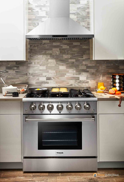 Thor Kitchen 36-Inch 5.2 Cu. Ft. Professional Propane Gas Range with in Stainless Steel  - HRG3618ULP