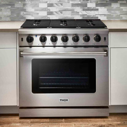 Thor Kitchen 36-Inch Propane Gas Range with 6.0 Cu. Ft. Oven in Stainless Steel - LRG3601ULP