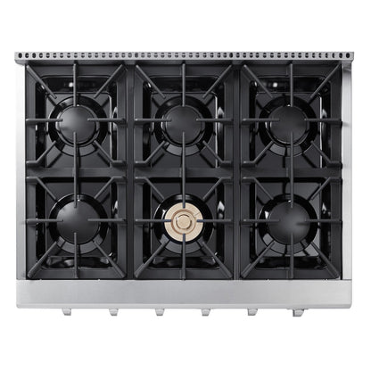 Thor Kitchen 36-Inch Propane Gas Cooktop in Stainless Steel with 6 Burners  - HRT3618ULP