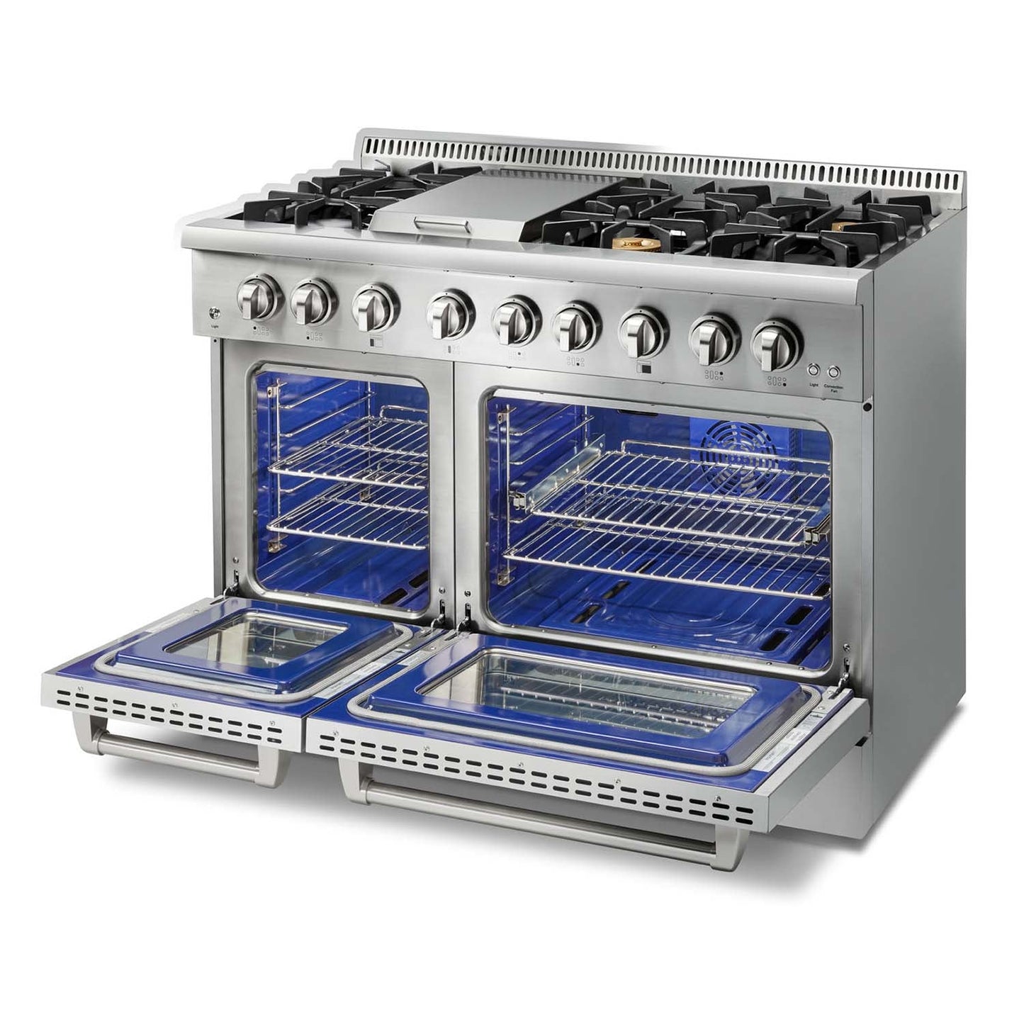 Thor Kitchen 48-Inch Dual Fuel Range with Propane Gas Cooktop and 6.7 cu. ft. Electric Oven in Stainless Steel  - HRD4803ULP