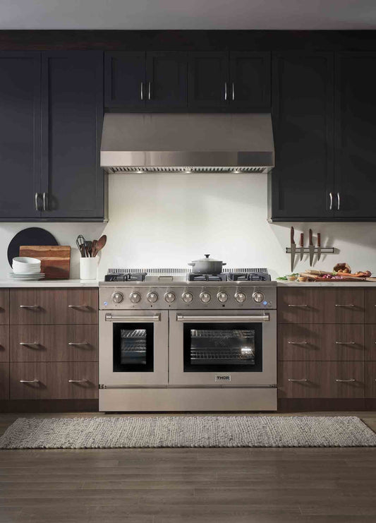 Thor Kitchen 48-Inch Dual Fuel Range with Propane Gas Cooktop and 6.7 cu. ft. Electric Oven in Stainless Steel  - HRD4803ULP