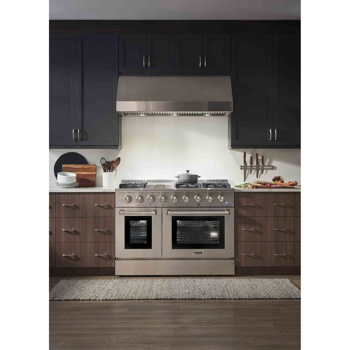 Thor Kitchen 48-Inch 6.7 cu. ft. Professional Gas Range in Stainless Steel with Double Oven HRG4808U