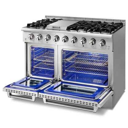 Thor Kitchen 48-Inch Propane Gas Range with 6.7 cu. ft. Double Oven in Stainless Steel  - HRG4808ULP