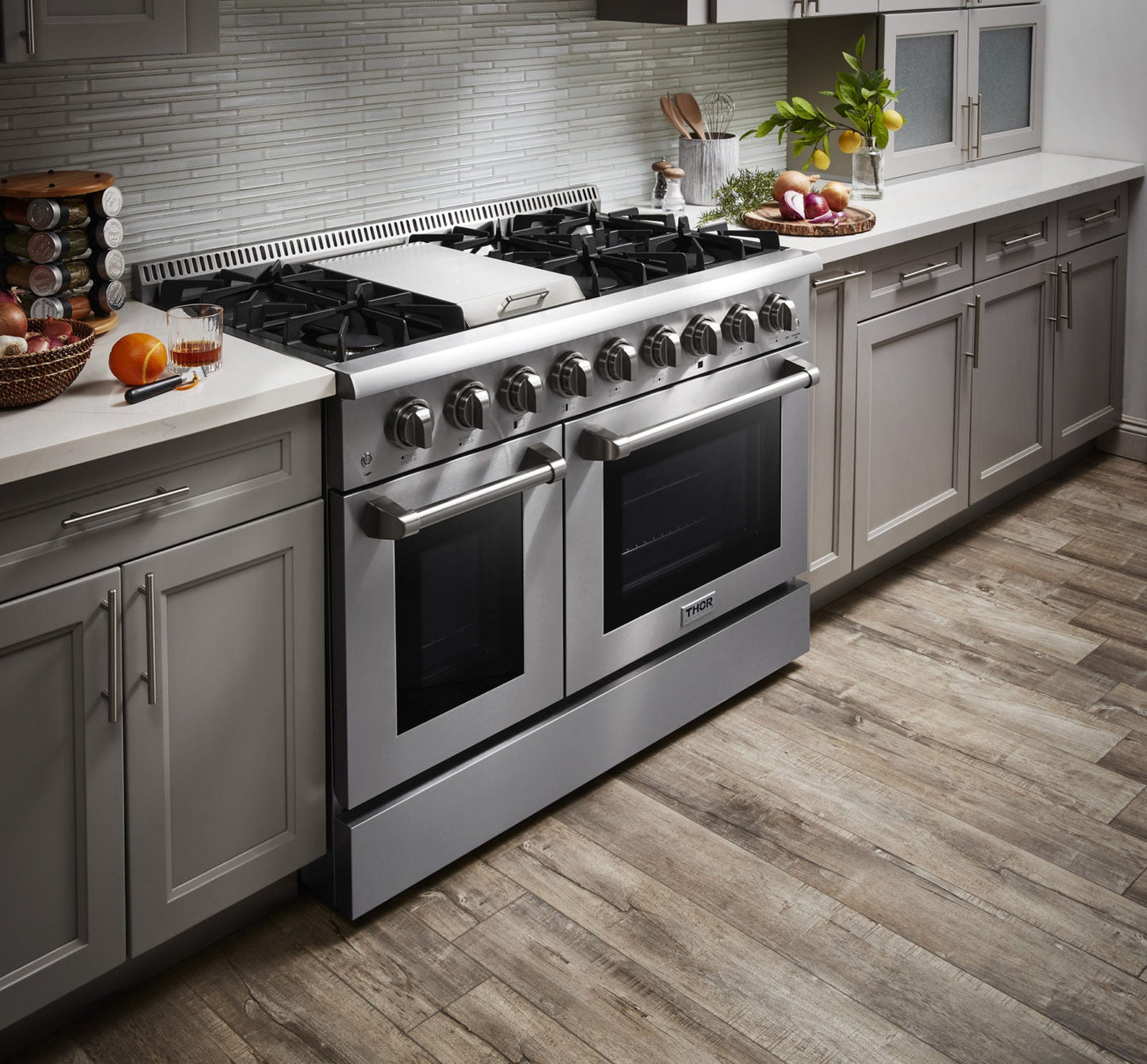 Thor Kitchen 48-Inch Propane Gas Range with 6.7 cu. ft. Double Oven in Stainless Steel  - HRG4808ULP