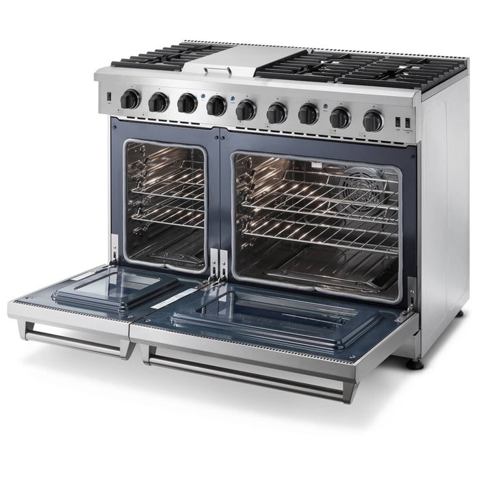 Thor Kitchen 48-Inch 6.8 cu. ft. Double Oven Gas Range in Stainless Steel LRG4807U