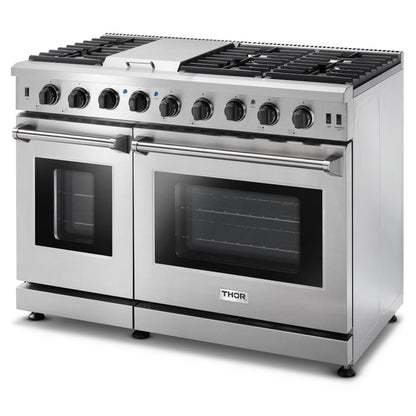 Thor Kitchen 48-Inch 6.8 Cu. Ft. Double Oven Propane Gas Range with in Stainless Steel  - LRG4807ULP